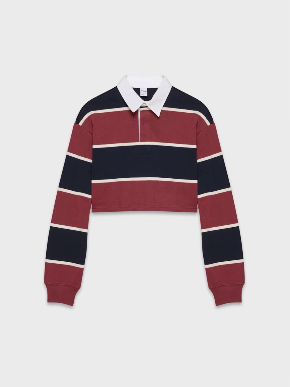 Cropped Striped Rugby Sweater - Red & Blue